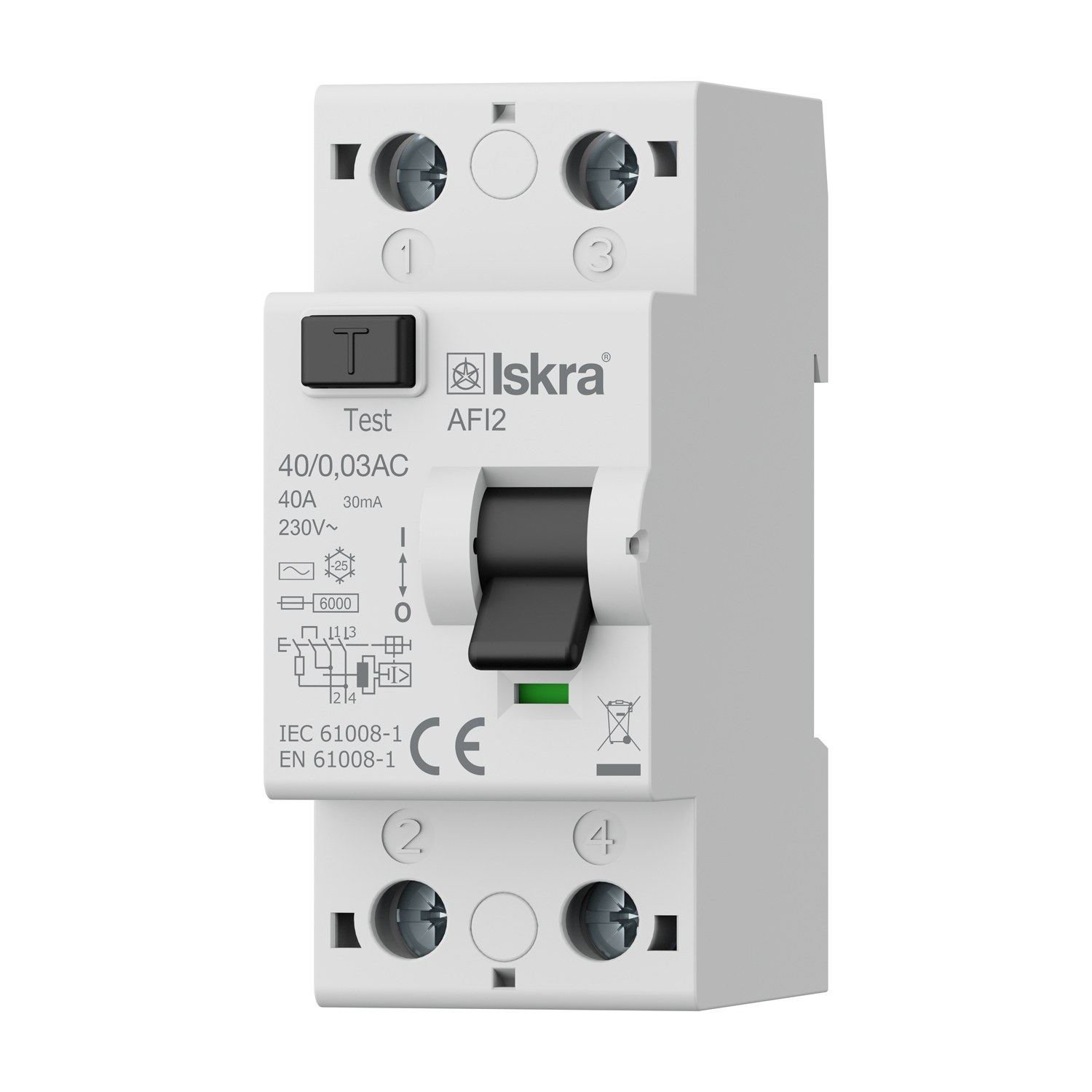 030105061000-4ea139f7e4.jpg Interruptor Diferencial AFI2 40/0.03 2 polos 40A 30mA tipo A - Imagen 1